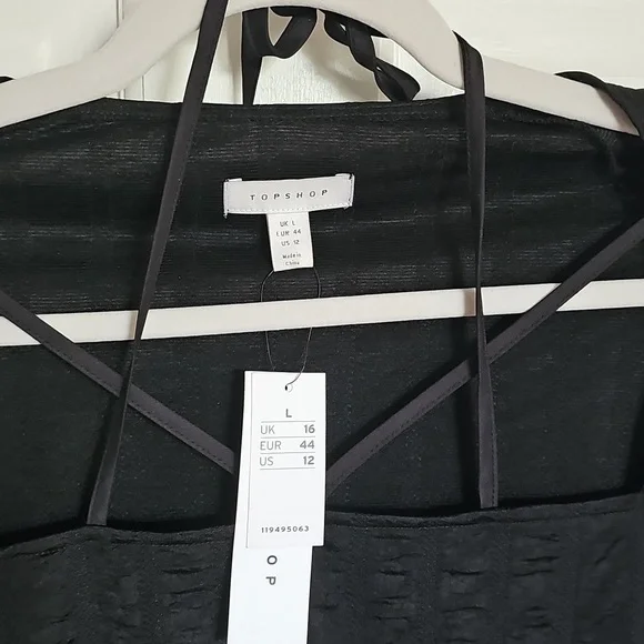 NWT Topshop Black Long Sleeve Crisscross Neckline - Picture 3 of 4